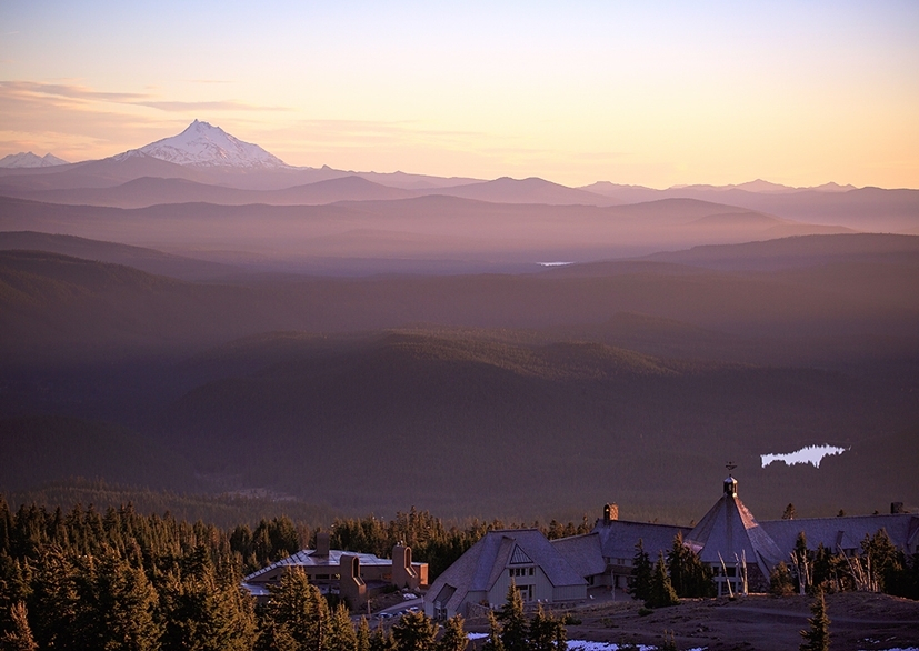 VIEW OF TIMBERLINE FROM UP MT. HOOD OVERLOOKING MT. JEFFERSON