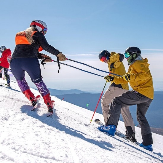 MASTERS CAMPER STRETCHING AT TIMBERLINE