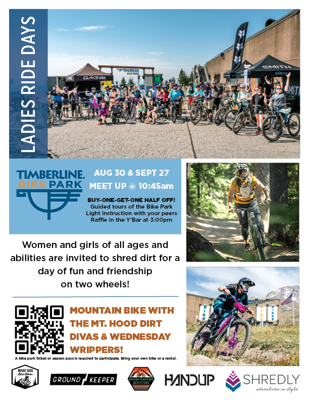 Timberline Ladies Ride Days poster featuring details about the event