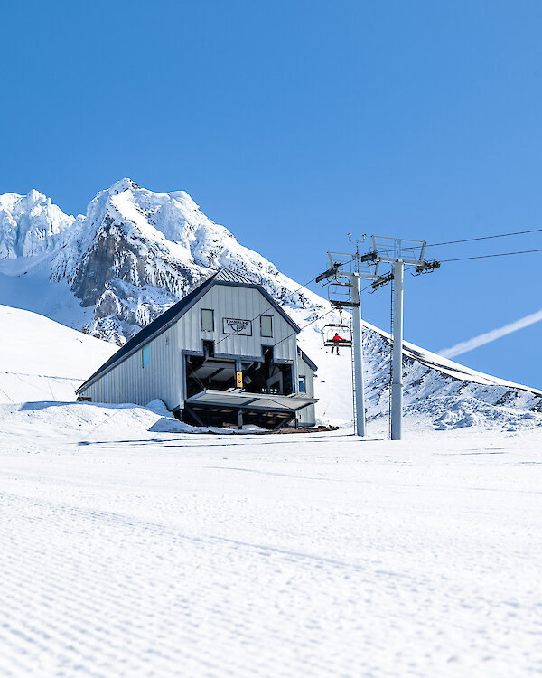 Timberline Palmer Chairlift upper terminal on Mt. Hood in May