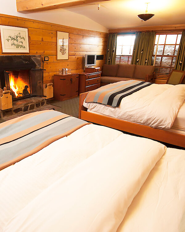A King Fireplace + Double Bed hotel room at Timberline Lodge