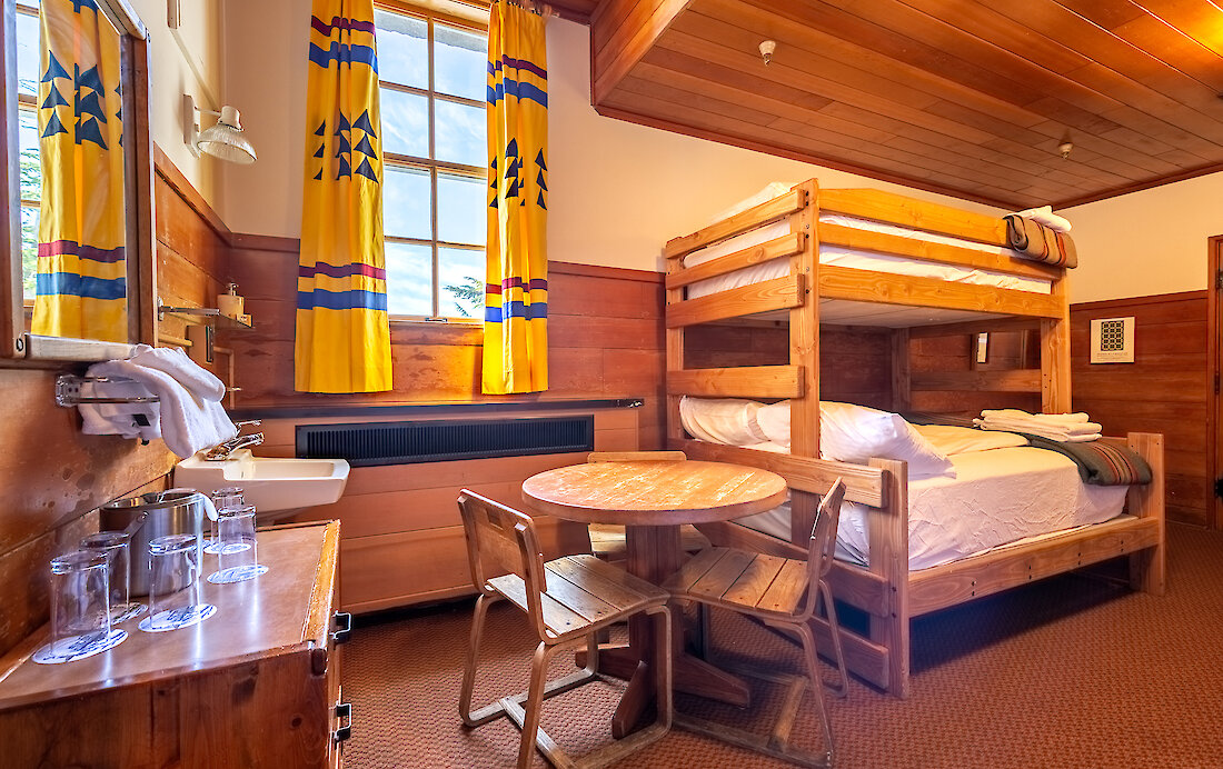 A chalet room at Timberline Lodge