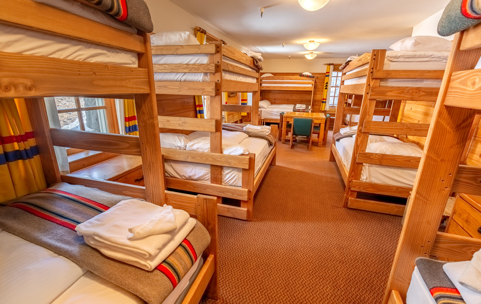 A view of the large chalet room at Timberline Lodge