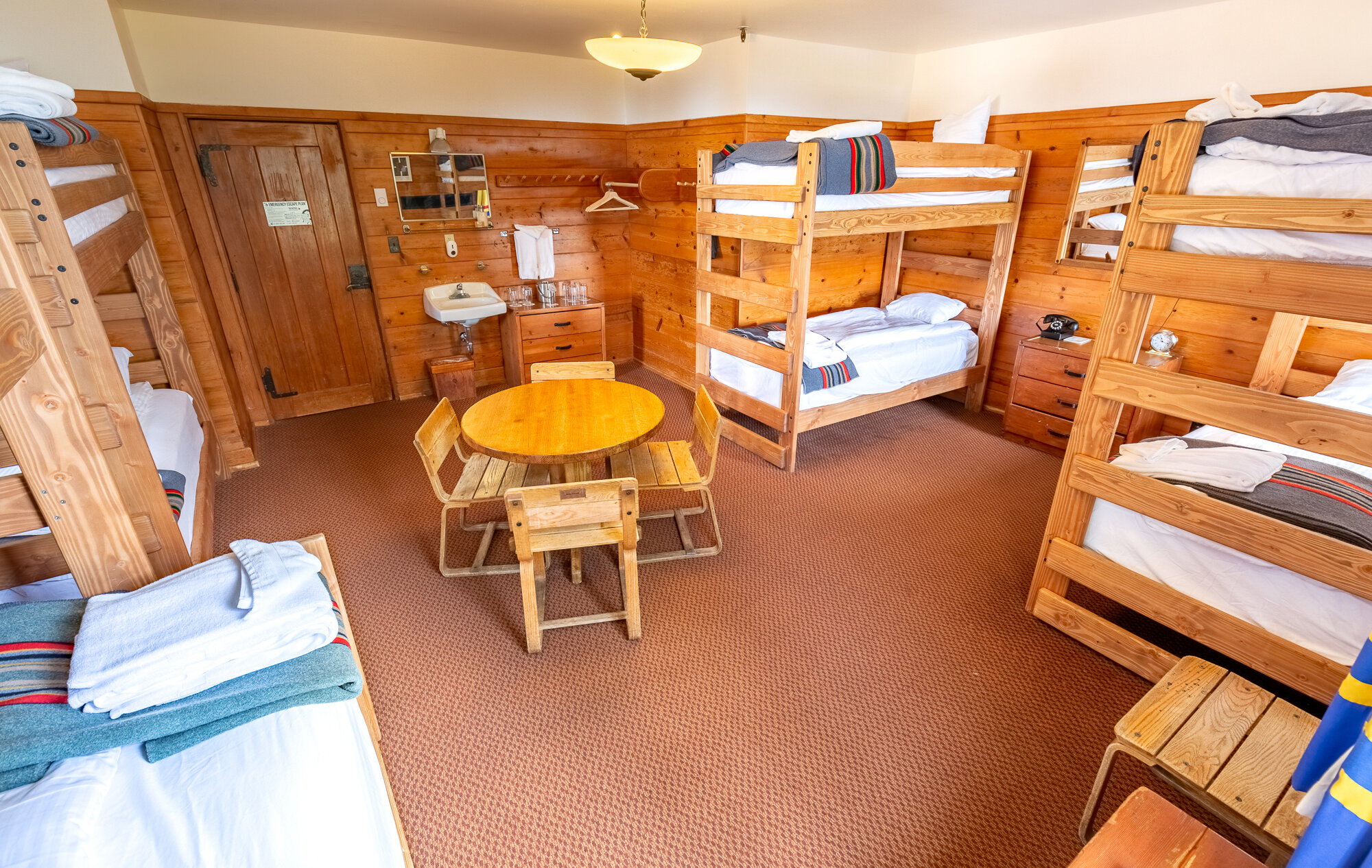 A view of the large chalet room at Timberline Lodge